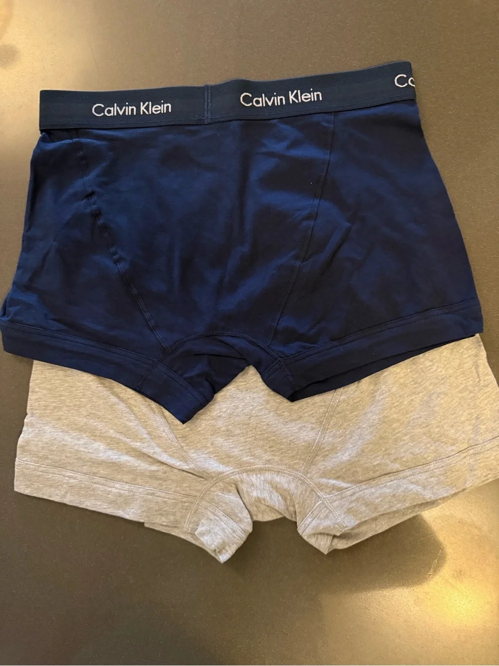 New Calvin Klein Men’s Cotton Stretch Boxer Briefs / Trunks in Navy & Light Gray